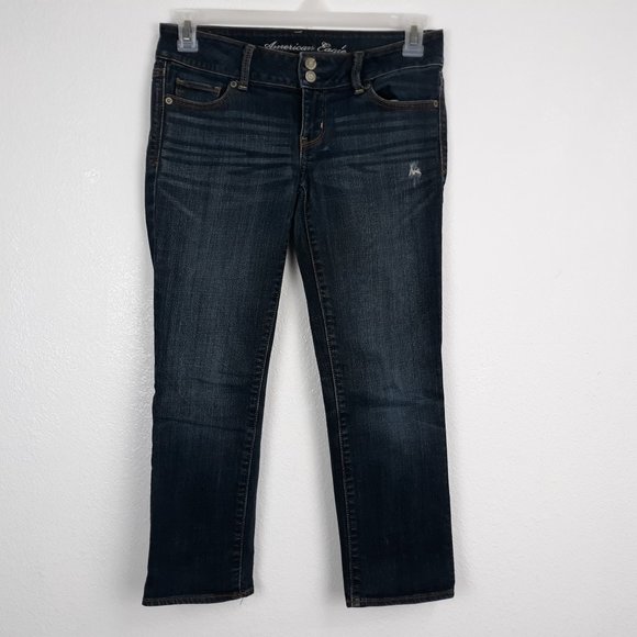 American Eagle Women's Jeans Size 4 Straight Crop Artist Low Rise Stretch Blue - Picture 1 of 16